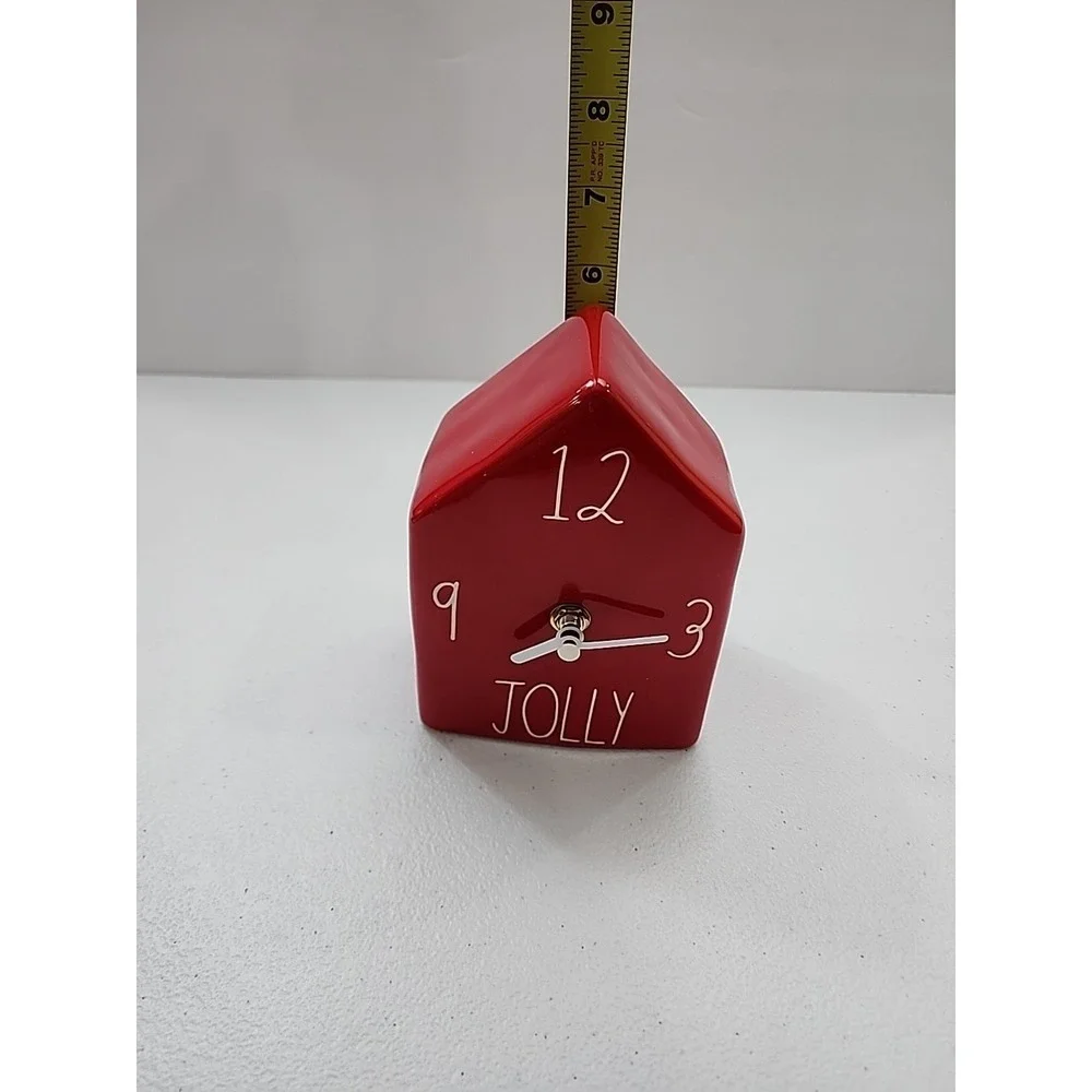 Rae Dunn 2020 Red Jolly Clock White Lettering. Tested Works